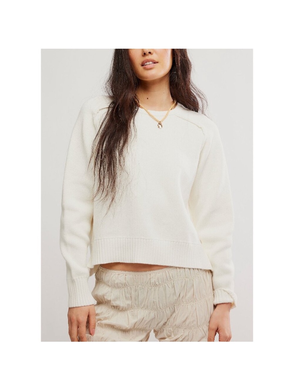NEW Free People Spring Street Pullover Summer Sweater/White NWT 🌷SHIPS FREE
